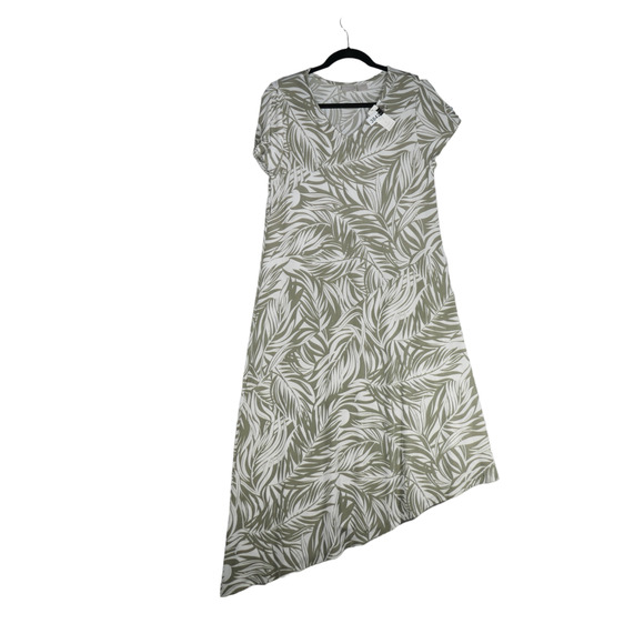 NEW Chicos Travelers Dress Womens Size 1 8 10 Green Asymmetrical Slinky Stretch - Picture 7 of 11